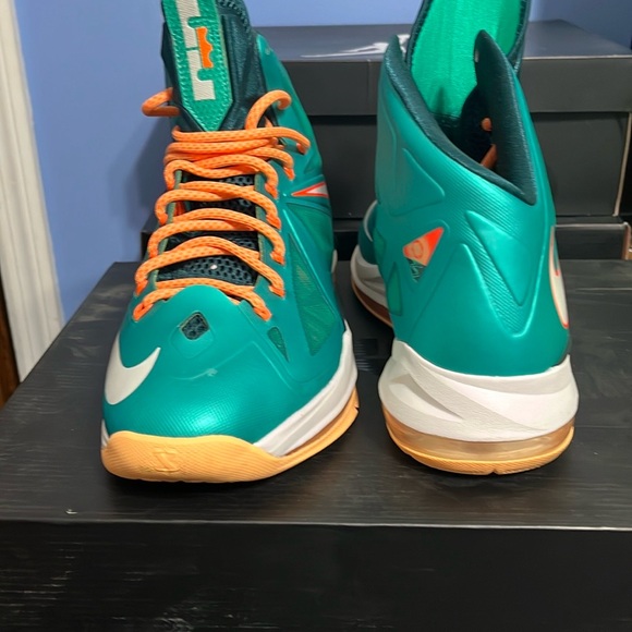 Nike LeBron X Teal Orange Sneakers - Picture 2 of 4